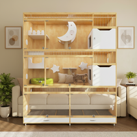 Villa pour animaux de compagnie en bois massif écologique, moderne, respirante, pliable, tendance, cage pour chats et chiens, intérieur, toutes saisons