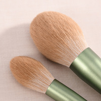 DailyQueen – Trousse à pinceaux de maquillage professionnelle en bois naturel vert, personnalisable avec votre logo, poils blancs doux et moelleux, 15 pièces, marque privée
