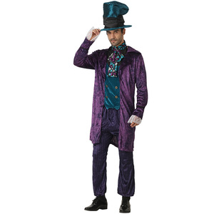 Disfraz de Sombrerero Loco para Hombre Adulto, Terciopelo Morado, Estilo Rey, Conjunto Completo para Actuaciones Escénicas - Product Image 1