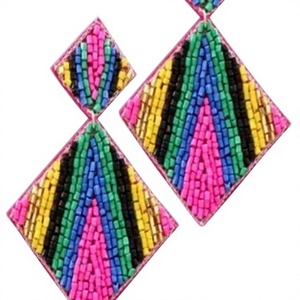 Pendientes Colgantes con Cuentas Rosas Únicos y Elegantes con Diseño de Cactus Turquesa, Joyería Bohemia Premium para Mujer - Product Image 6