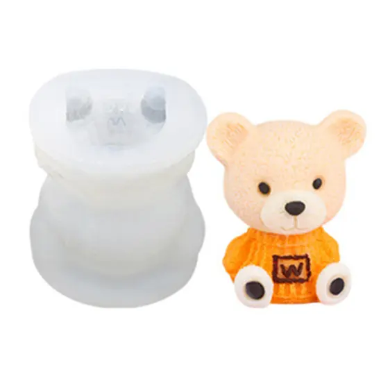 Molde de resina de bandeja de cubitos de hielo de silicona 3D con forma de oso encantador al por mayor, molde de silicona para hacer bolas de hielo