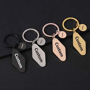 Llavero de acero inoxidable personalizado con rombo en blanco y pieza redonda, ¡Oferta de locura! - Product Image 1