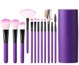 12 Pcs Pincéis de Maquiagem Escova Da Sombra de Olho, Pincel para Base, Blush Escova Cosmética Ferramentas Punho de Madeira Maquiagem Jogo de Escova