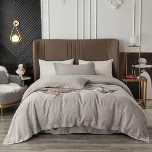 Custom all'ingrosso King <span class=keywords><strong>lenzuolo</strong></span> da letto 100% <span class=keywords><strong>lino</strong></span> trapunta copripiumino copripiumino copripiumino doppio set da letto per la casa - Product Image 3