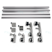 Nouveau style de systèmes de portes de douche coulissantes sans cadre, système coulissant d'angle, accessoires de quincaillerie pour portes pliantes en verre pour salle de bain