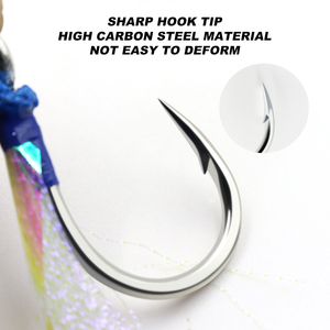 1/0 ~ 11/0 하이 카본 스틸 컬러 깃털 밝은 실크 바인딩 라인 루프 머스타드 낚시 후크 가시 보조 후크 태클 - Product Image 3