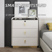 Mini table basse moderne en bois massif table de chevet lumière LED charge sans fil tiroir de refroidissement maison intelligente appartement meubles de chambre à coucher
