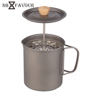 Toutes les saisons Outdoor Picnic Cooker Camping Titanium Cup avec filtre à café français Tasse à café pour adultes