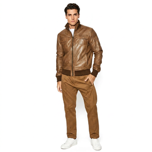 High Quality <b>Men's</b> <b>Leather</b> <b>Jacket</b> Stylish Fit with Stand Collar Soft PU <b>Leather</b> Lightweight Construction <b>jacket</b> for <b>men</b> - Product Image 1
