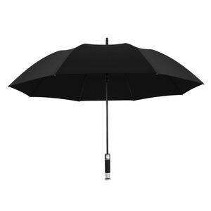 Parapluie élégant à long manche, argenté électrolytique, avec logo personnalisé, pour réception VIP, revêtement noir durable - Product Image 3