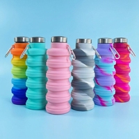 Bouteille d'eau pliable personnalisée en silicone pour le sport, les voyages, les activités de plein air, le camping et la randonnée
