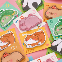 Bloc de Notas Autoadhesivas para Estudiantes, Bloc de Notas Pequeño y Portátil, Notas Creativas, Papel con Adhesivos Reutilizables, Pequeños Animales Acostados, Lindos