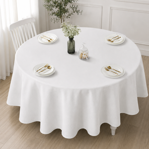Wholesale Oversized White Round Polyester <b>Tablecloth</b> Custom Size Hotel Banquet Event Rental Linen - Product Image 1