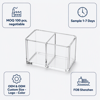 Boîte de bureau double compartiment en acrylique Calic, transparente, 2 compartiments, organisateur pour pinces et clés, taille personnalisée, OEM, vente en gros