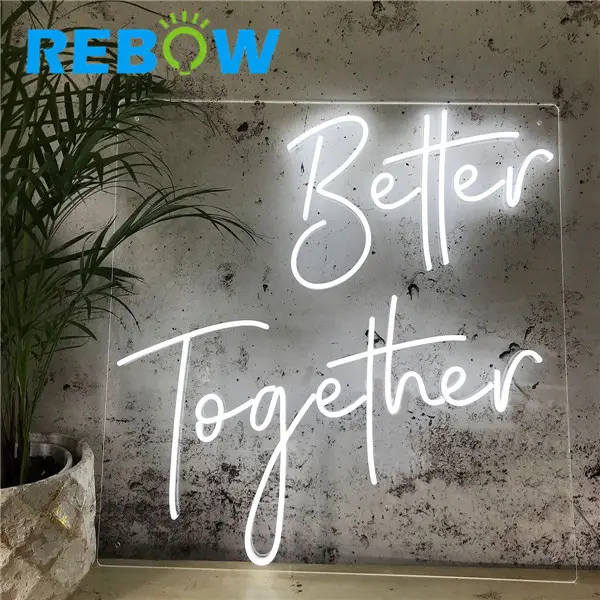 Rebow Drop shipping Wedding Open Bar Shop Better Together Gold Letters LED Strip Custom Neon Lights Sign