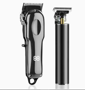 Tondeuses à cheveux électriques sans fil professionnelles pour hommes, directement de l'usine, lames en céramique, écran LCD, rechargeable par USB - Product Image 1