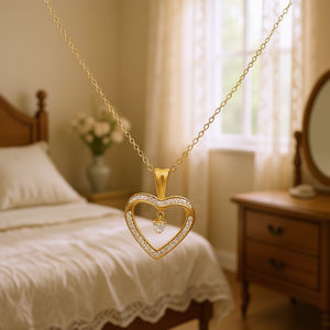 Collar con colgante de corazón chapado en oro con cadena de circonita cúbica de 16+2.5 pulgadas, joyería cristiana religiosa para uso diario. - Product Image 2