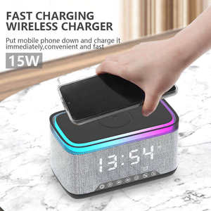 Reloj Despertador con Cargador Inalámbrico 5 <span class=keywords><strong>en</strong></span> 1, Altavoz Bluetooth con Luz LED RGB de Colores, Lámpara de Escritorio, <span class=keywords><strong>Radio</strong></span> <span class=keywords><strong>FM</strong></span> para Sala de Estar o Mesita de Noche - Product Image 6