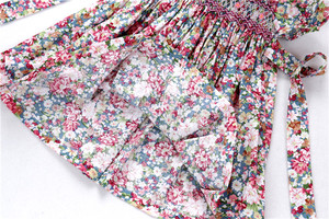 OEM-<span class=keywords><strong>Vestidos</strong></span> abombados para niñas pequeñas, <span class=keywords><strong>vestidos</strong></span> florales de flores hechos a mano de satén de algodón, ropa para niños ahumados al por mayor - Product Image 6