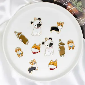 Cute Cartoon Dog Enamel Charm Animals Drop Oil Charms Pendant DIY for jewelry making