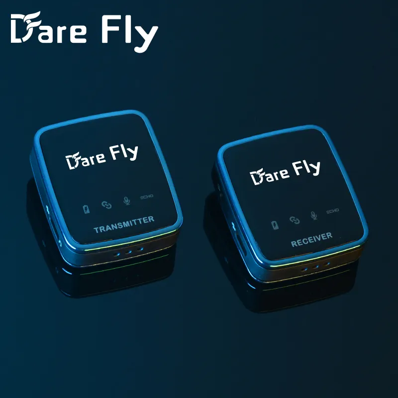 Dare Fly Microfone gravador TX + RX Microfone universal sem fio colar microfone para kit de vlogging