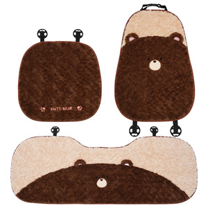 Housse de siège de voiture en fausse fourrure motif ours de dessin animé mignon, ensemble complet pour l'hiver, décoration avant - Product Image 5