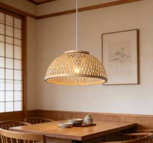 Lustre en bambou tissé de style américain, lampe décorative naturelle pour café, maison, salle à manger, cuisine - Product Image 5