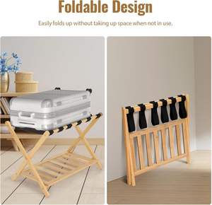 ชั้นวางกระเป๋าเดินทางอเนกประสงค์ทำจากไม้ไผ่เป็นมิตรกับสิ่งแวดล้อมดีไซน์หรูหราสำหรับห้องนอนแขก - Product Image 3