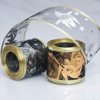 Ruban en maille métallique noir et or E Magic Wholesale 50 MM avec motif citrouille argenté pour couronnes, nœuds et décorations de fête d'Halloween