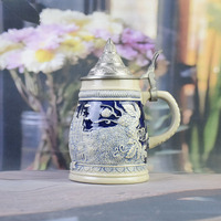 Chope à bière en céramique de Berlin avec couvercle en aluminium, motif paysage urbain en relief, tasse souvenir, capacité 800 ml, compatible lave-vaisselle et écologique, personnalisable