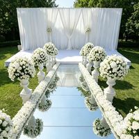 Tapis d'allée réfléchissant élégant et portable TUOYI en PET, or et argent, pour décoration d'événements intérieurs et extérieurs