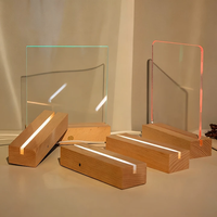 Socle de lampe LED rond en bois avec lumière blanc chaud, alimentation USB, intensité réglable, design moderne