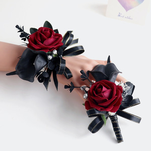 Ensemble de corsages de poignet en lys calla bordeaux, fleurs artificielles en soie, écologiques, résistantes aux UV, pour l'intérieur et l'extérieur, pour mariage, demoiselle d'honneur - Product Image 1