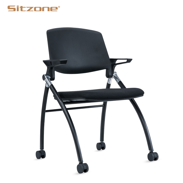 Стул для аудитории из массива дерева с подлокотником, стулья для конференц-связи, чертежные стулья HJ62B, кожаное сиденье, огнеупорная сетка, стальной стиль, подставка из ткани