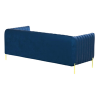 Nordisches 3-Sitzer Samt-Sofa in Blau, Hochwertig Gepolstert, Modernes Design für Wohnzimmermöbel