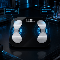 Báscula Digital Inteligente Bluetooth con Pantalla LED Oculta en Vidrio Templado Negro para Pesaje Personal Preciso en el Hogar