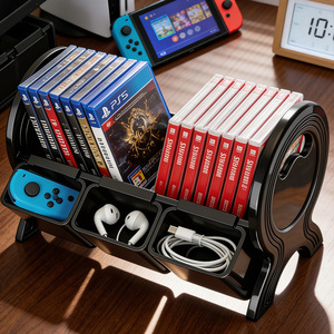 Home <b>Desktop</b> Tilting Book Stand Multi Functional Storage Rack With Pen Holder For Office Organizing Black Rectangle Shape - Product Image 2