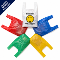 Sacs en plastique HDPE recyclables pour t-shirts, personnalisables avec logo, écologiques, divers designs, motif visage souriant, impression « Merci », vente en gros, usage intensif