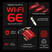 Tarjeta WIFI6 PCIE AX210 AX200 WIFI6E 1800M 3000M 5400M WIFI6 PCIE Tarjeta de Red de Triple Banda