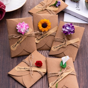 Gran oferta de papel Kraft <span class=keywords><strong>Vintage</strong></span> con flores secas, flores naturales preservadas personalizadas, tarjetas de felicitación para recuerdo de vacaciones, <span class=keywords><strong>cumpleaños</strong></span> - Product Image 1