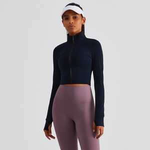Chaquetas de Yoga de manga larga para <span class=keywords><strong>mujer</strong></span> FLW, Camiseta deportiva transpirable y ligera para correr, entrenamiento, gimnasio, Fitness, ropa deportiva - Product Image 5