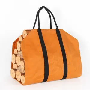 CHANGRONG Custom Outdoor Extra Large Durable Waxed Canvas Firewood Log Carrier Bag