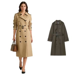 Chaqueta Cortavientos Casual de Moda para Mujer, de Manga Larga, con Cuello Solapa, Doble Abotonadura, Color Sólido, con Lazos, en 2 Combinaciones de Colores - Product Image 1