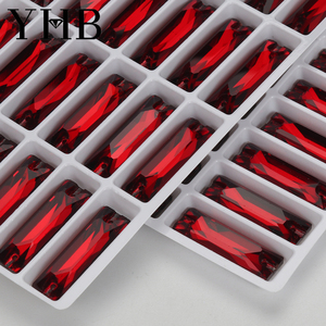 Yhb baguetee สร้อยคอลูกปัดแก้วคริสตัลทรงแฟนซีเย็บติดพลอยเทียมด้านหลังเรียบสำหรับเสื้อผ้ากระเป๋าเสื้อผ้า<span class=keywords><strong>ชุด</strong></span>แต่งงาน - Product Image 4