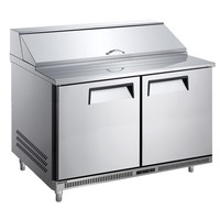 Table de préparation de pizzas commerciale avec vitrine réfrigérée intégrée, refroidissement par air, sans givre, pour bar à salades et ingrédients de cuisine