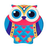Sous-plat en céramique motif hibou coloré, résistant à la chaleur, antidérapant, écologique, avec trou, 16x16cm, 8mm d'épaisseur, pour la décoration de la maison et de la cuisine