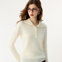 Pull en cachemire personnalisé pour femme, col semi-revers, tricoté, doux pour la peau et ajusté.
