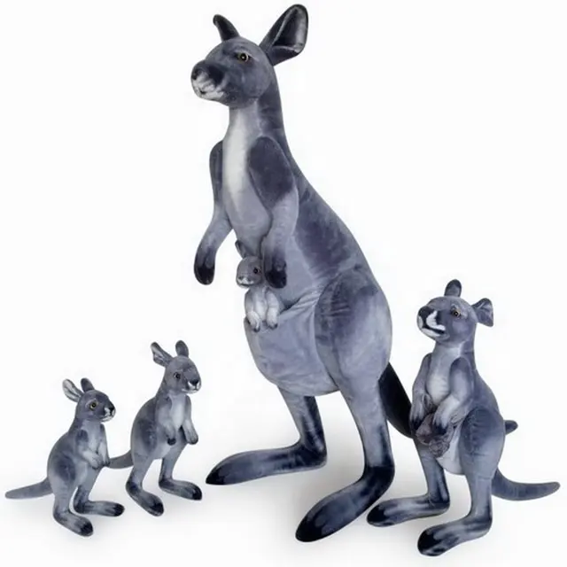 custom plush kangaroo stuffed toy realistic stuffed sitting kangaroo with baby plush toy