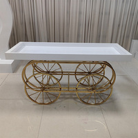 Chariot à bonbons en acier inoxydable doré au prix d'usine, chariot à bonbons en métal, présentoir à desserts pour événements de mariage et fêtes