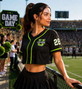 Maillot de baseball court en maille noire personnalisé pour femme – Tenues de match pas chères pour filles – Maillots de baseball universitaires - Product Image 2